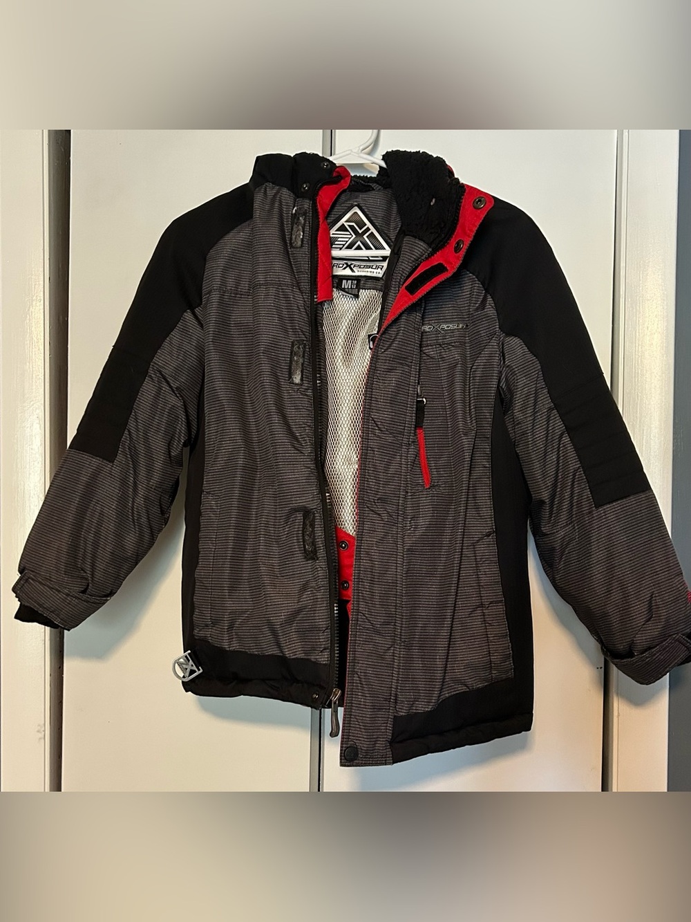 ZeroXposur Boys' Gray & Black Insulated Winter Jacket with Red Trim